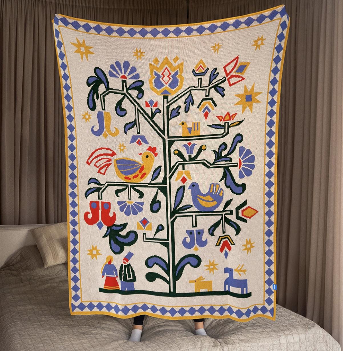 Modern Ukrainian Throw Blanket Ukrainian Folk Home Decor