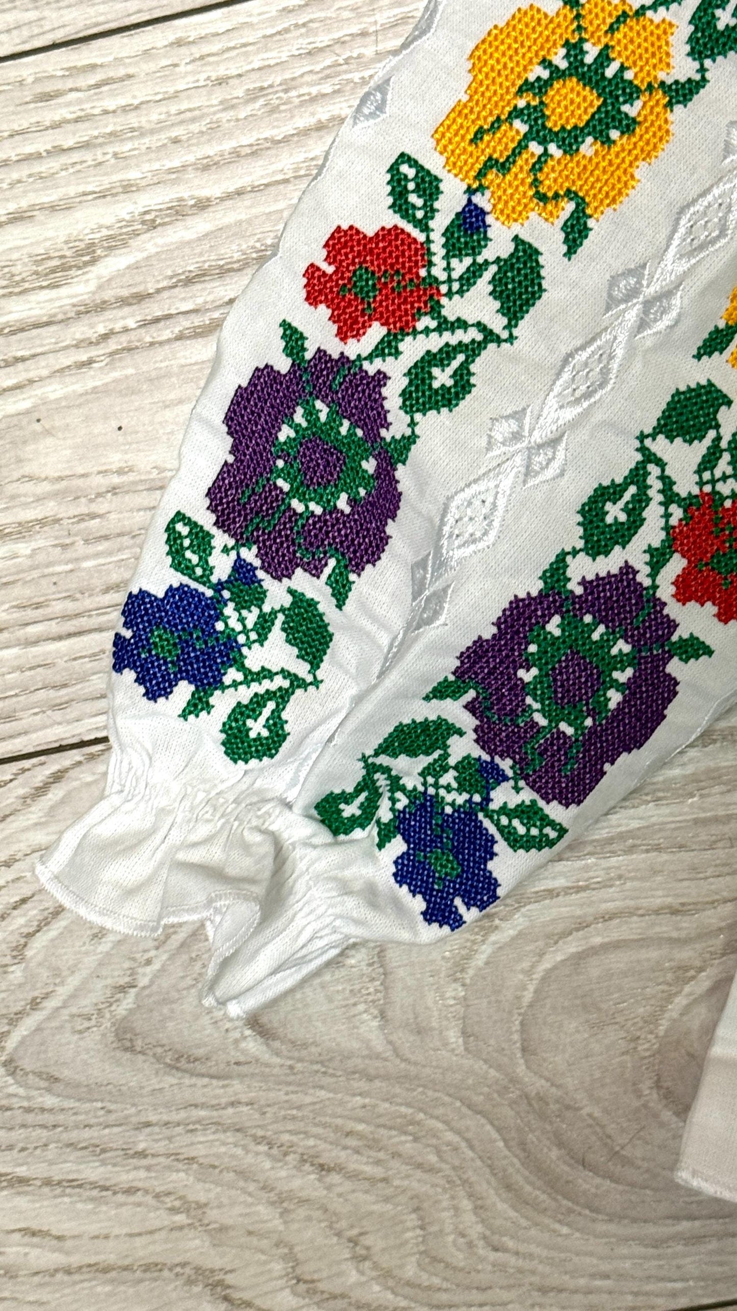Modern Floral Ukrainian Vyshyvanka Blouse for Girls with Bold Floral Pattern