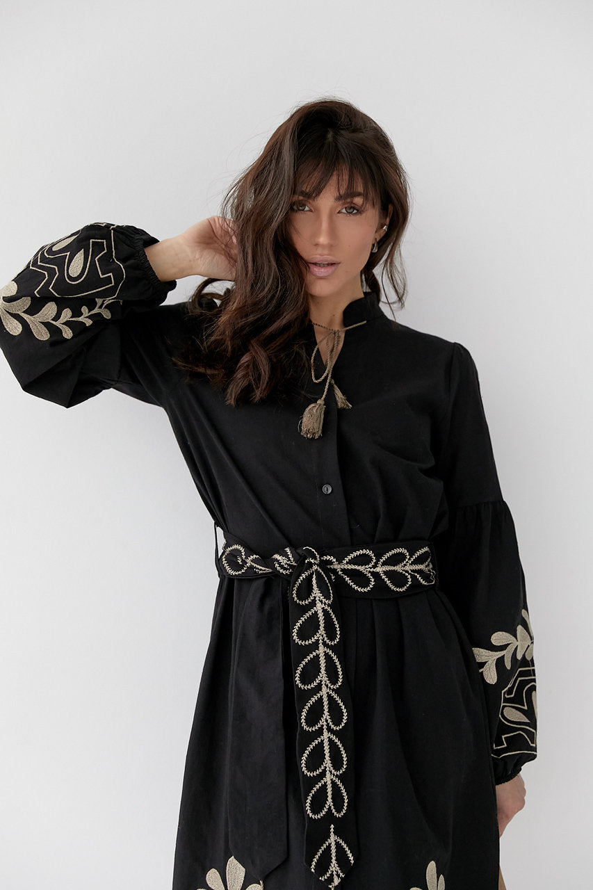 Exquisite Black Summer Oversize Resort Vyshyvanka Dress