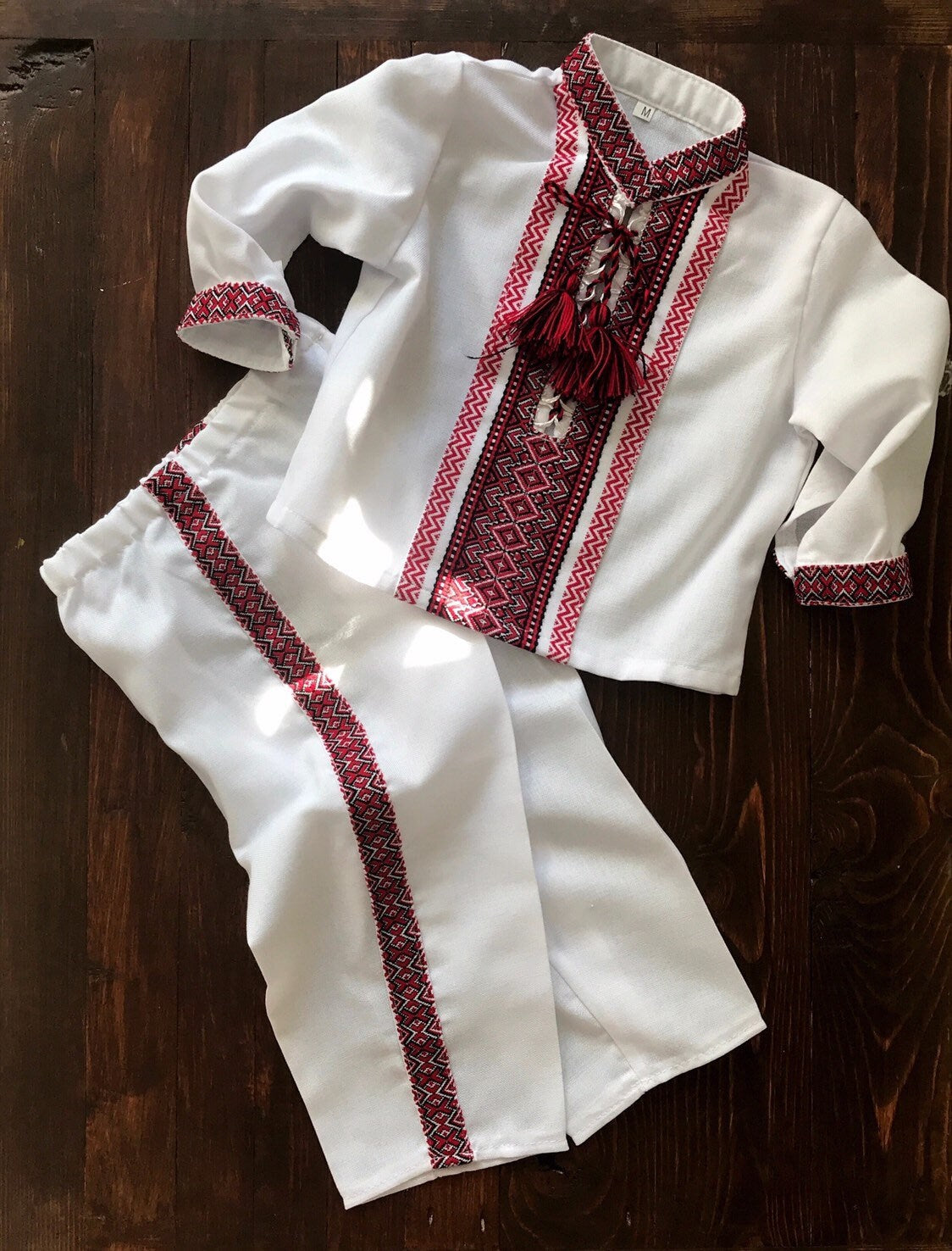 Adorable Red Ukrainian Baby Boy Baptism Set Baby Boy Vyshyvanka Outfit