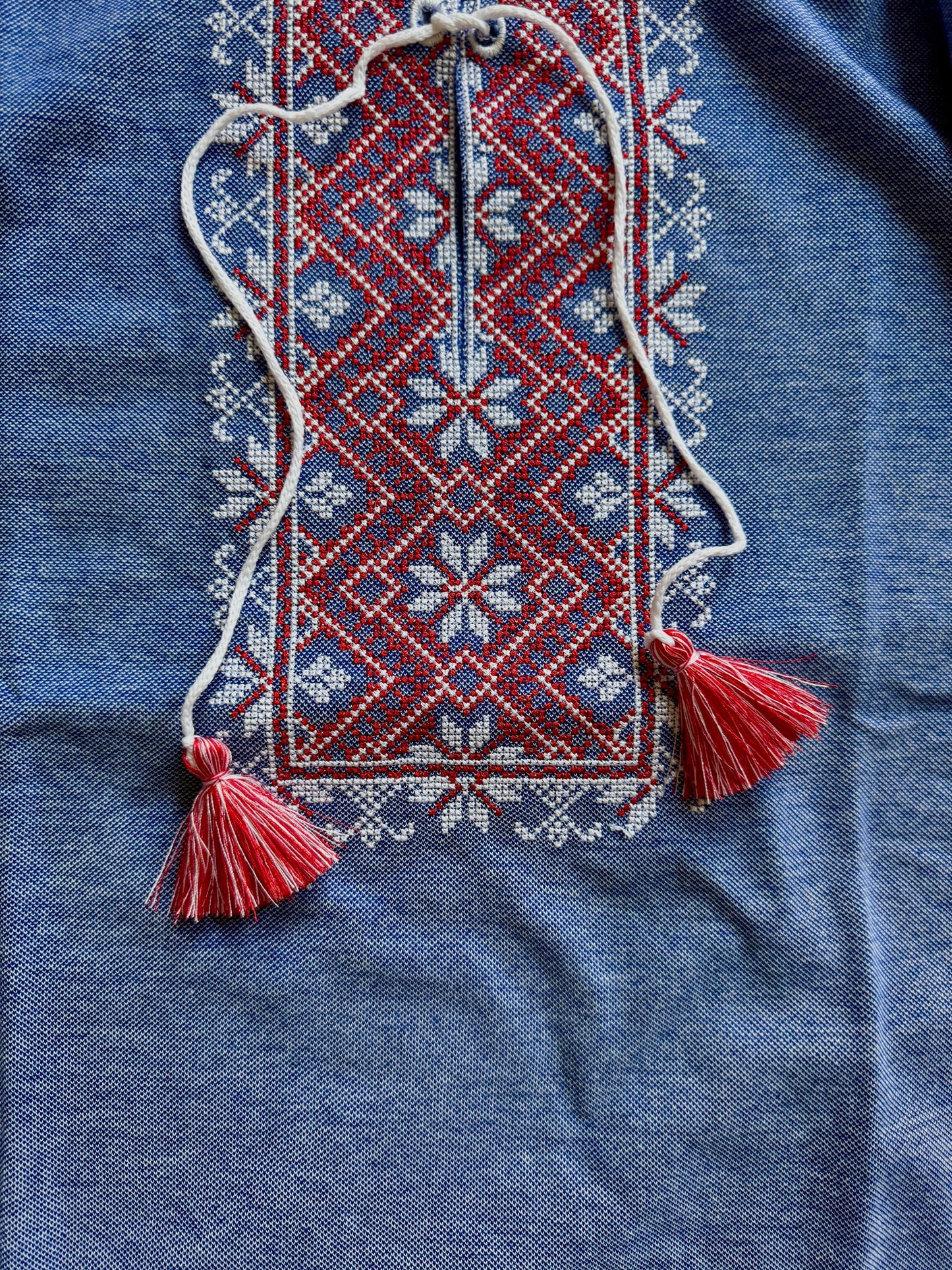 Ukrainian Boy’s Blue Cotton T-Shirt with Embroidery Ages 1–12