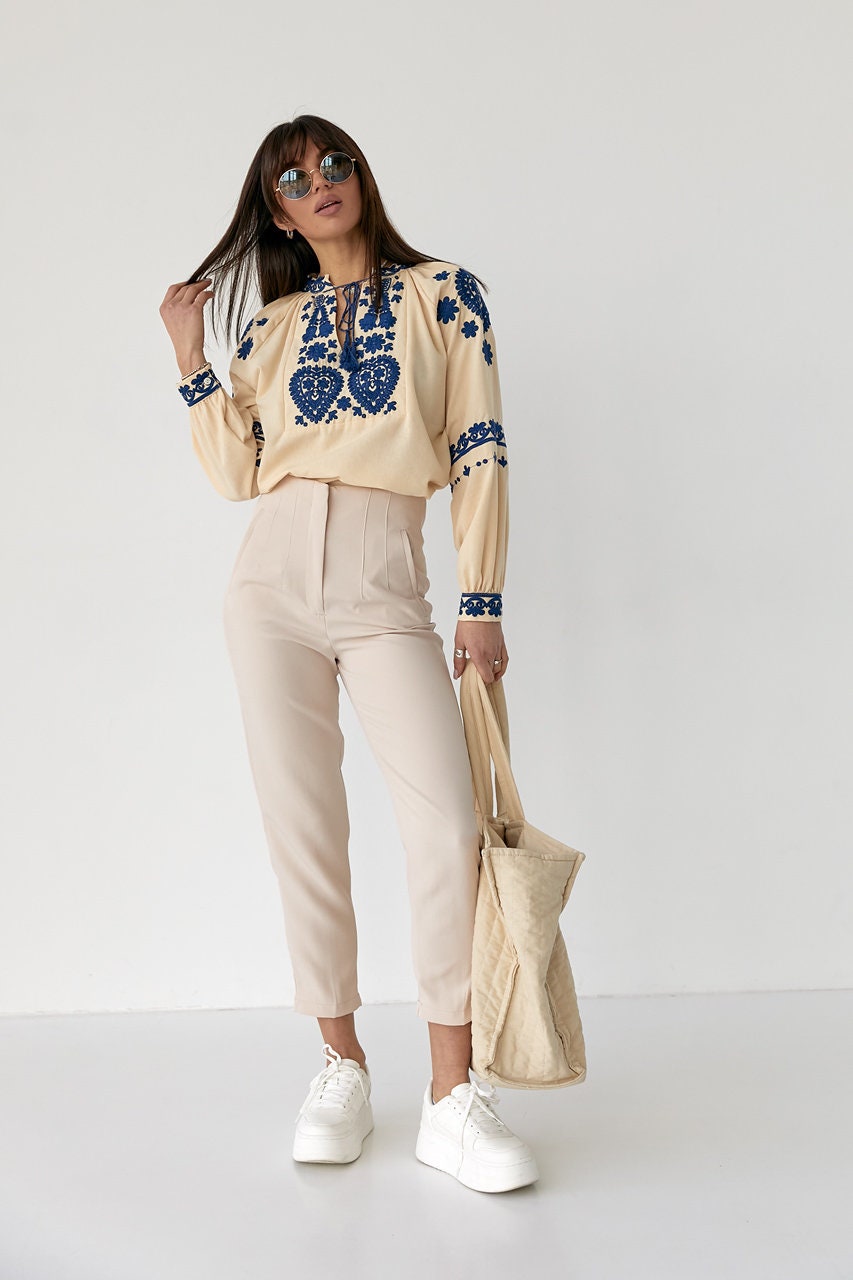 Folk Nouveau Bohemian Style Embroidered Blouse for Women