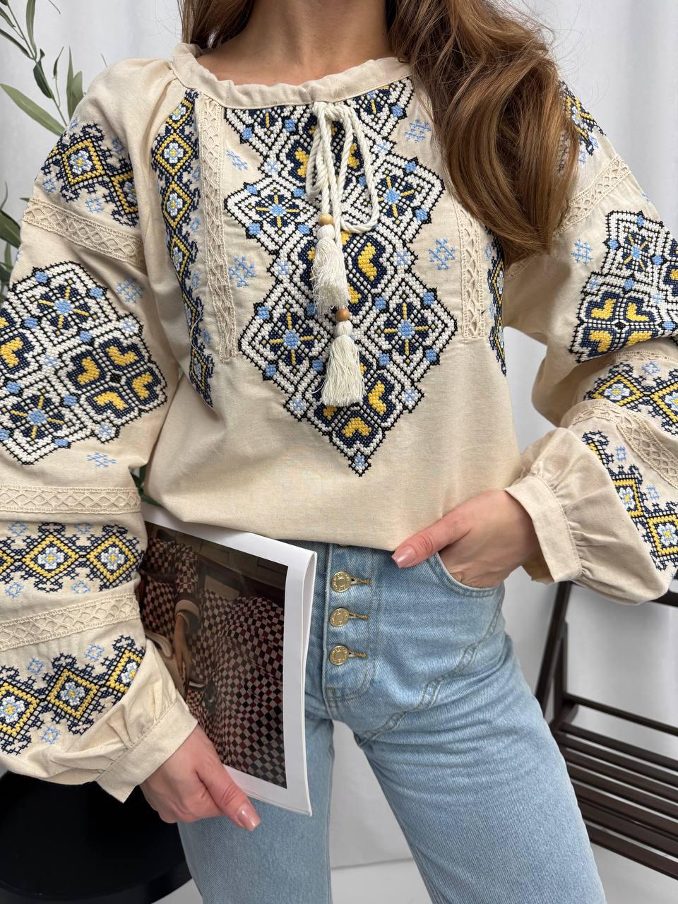 Stunning Modern Ukrainian Vyshyvanka blouse with Oversize Design and Rich Embroidery