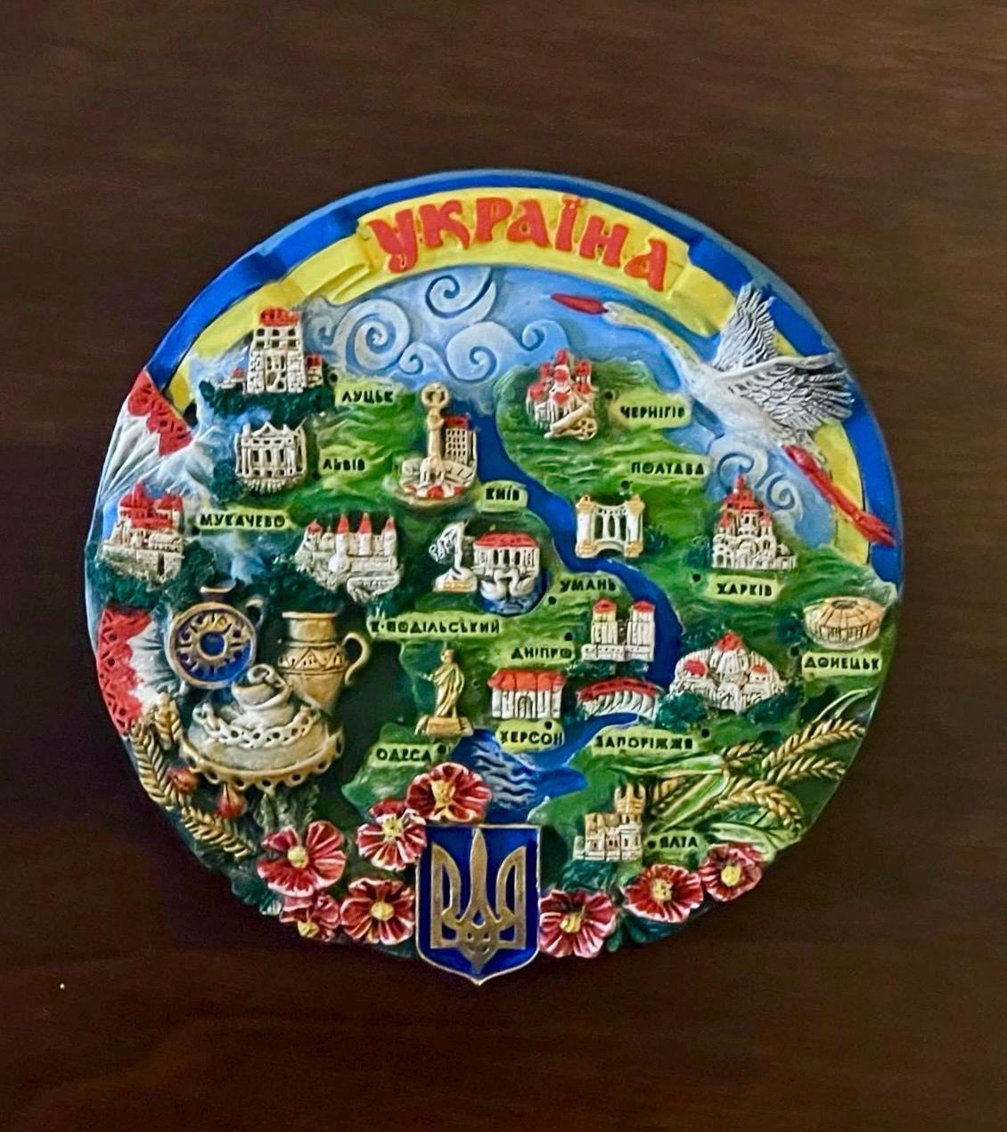 Souvenir Wall Plate Ukrainian Cities Ukrainian Decorative Hanging Plate