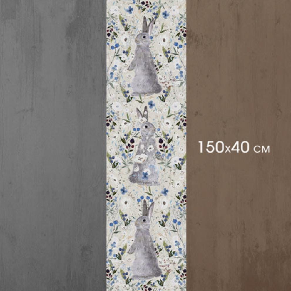Joyful Easter Table Runner with Bunny Girl Motifs