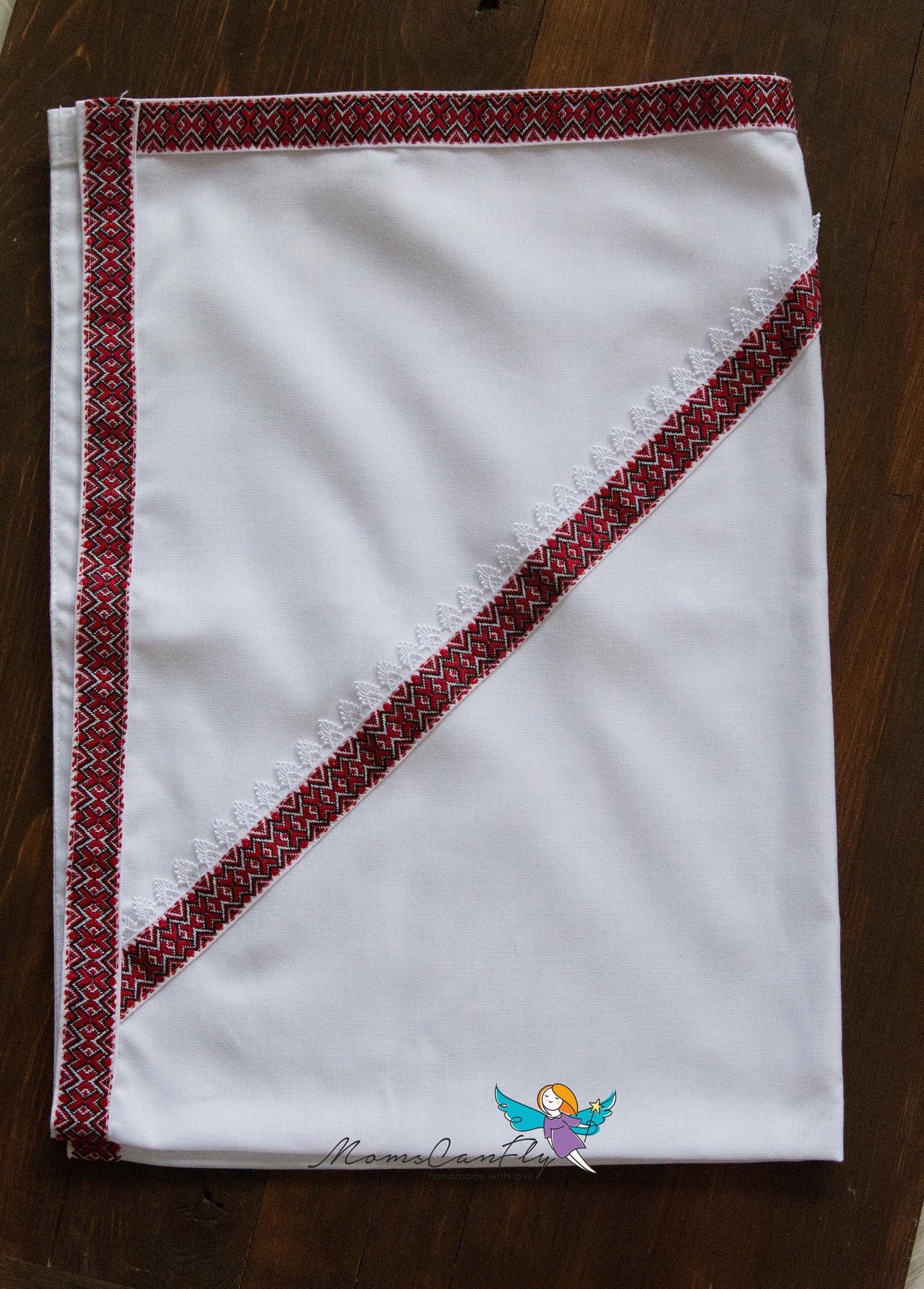 Cute Red Ukrainian Baby Girl Christening Set With Dress and Kryzhmo Vyshyvanka Christening Dress
