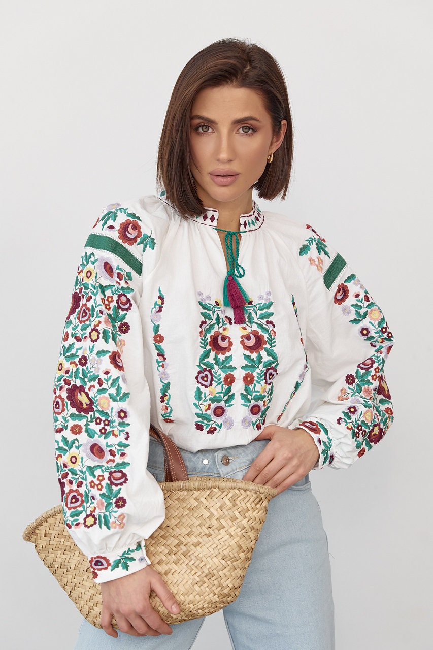 Modern Ukrainian Oversize Vyshyvanka for Women with Floral Embroidery