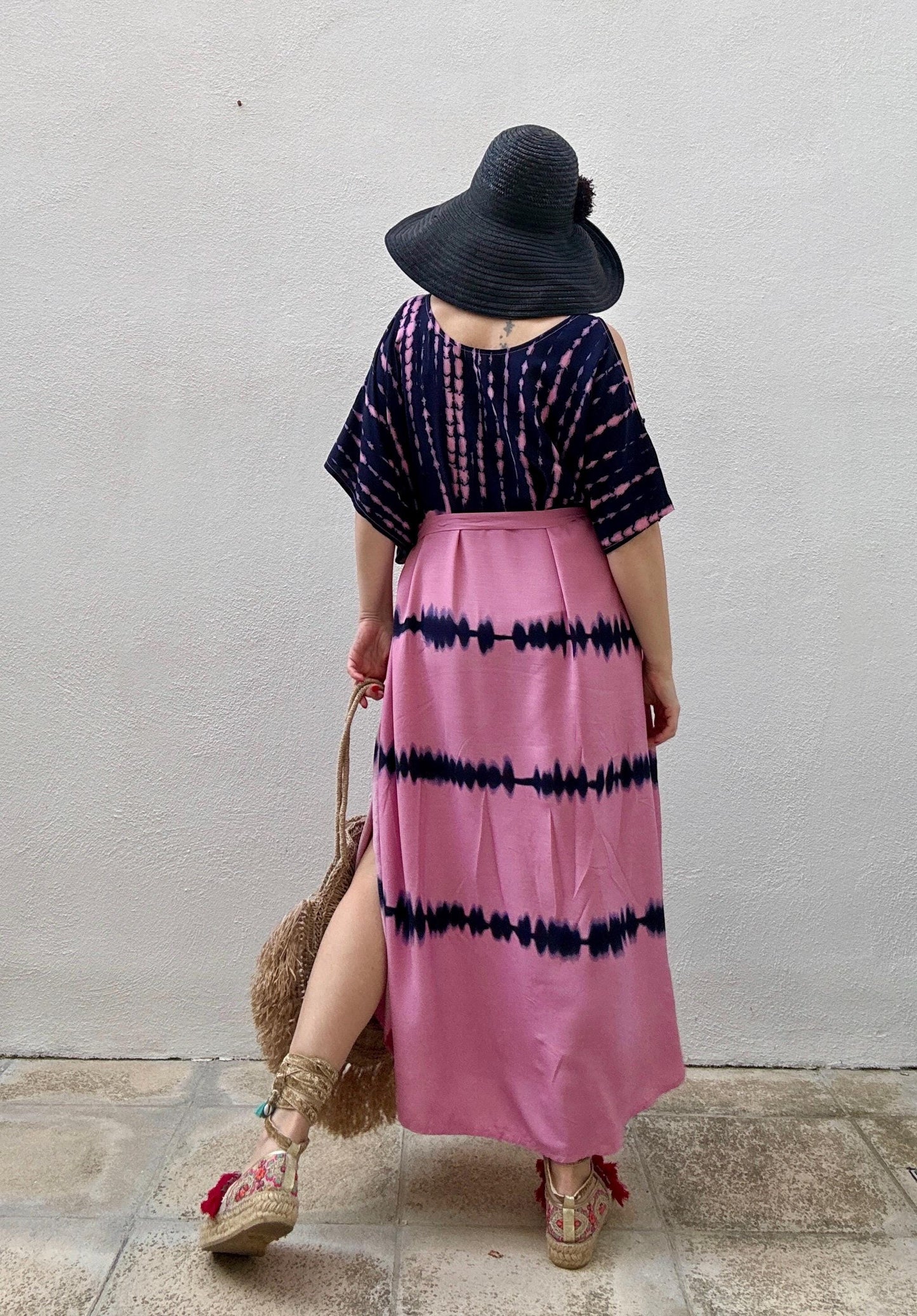 Lounge Wear Summer Dress with Tie-Dye Print Dressing Gown Resort Holiday Wear