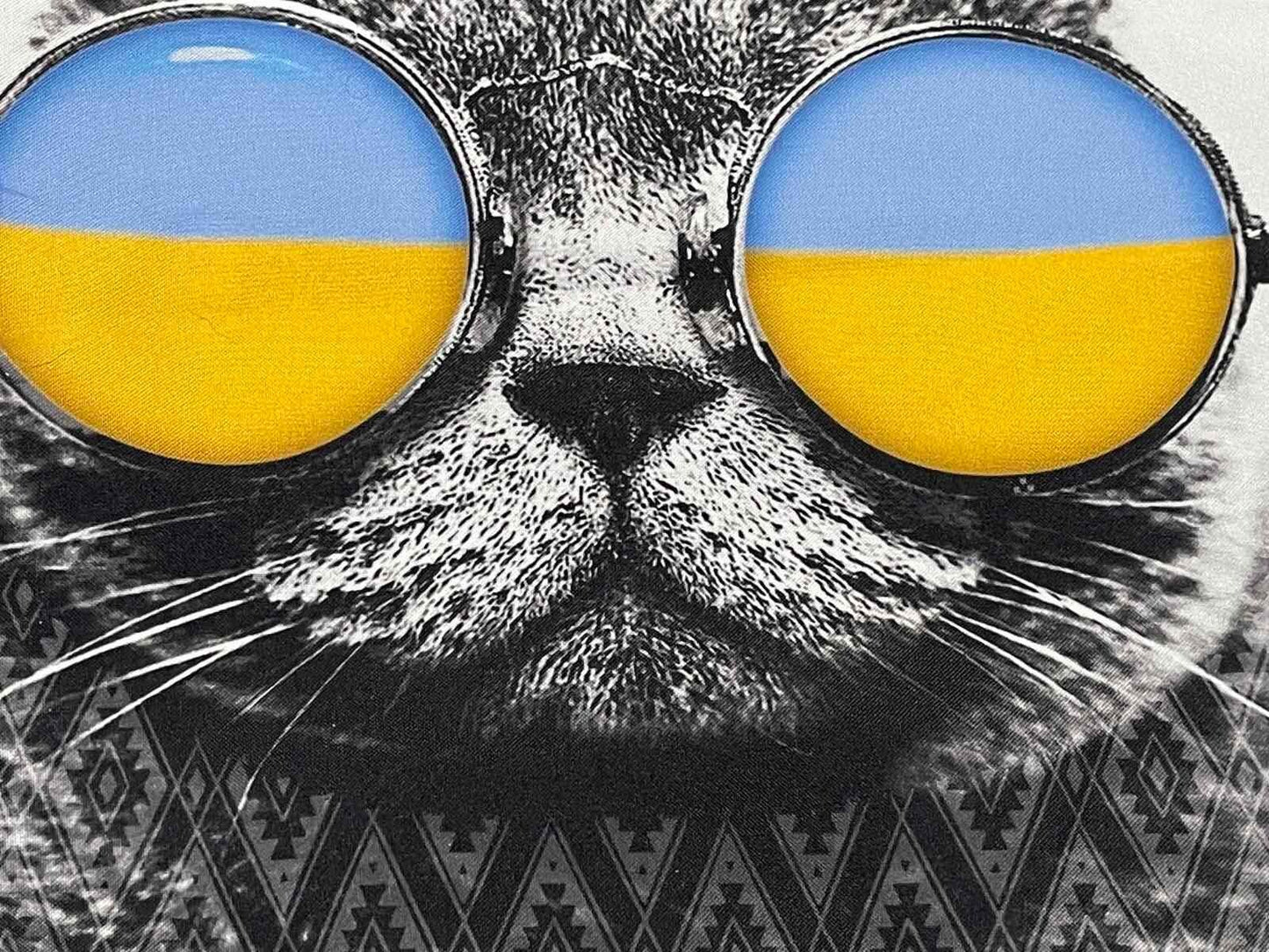 Decorative Pillow Case – Love Ukraine Cat with Blue and Yellow Glasses