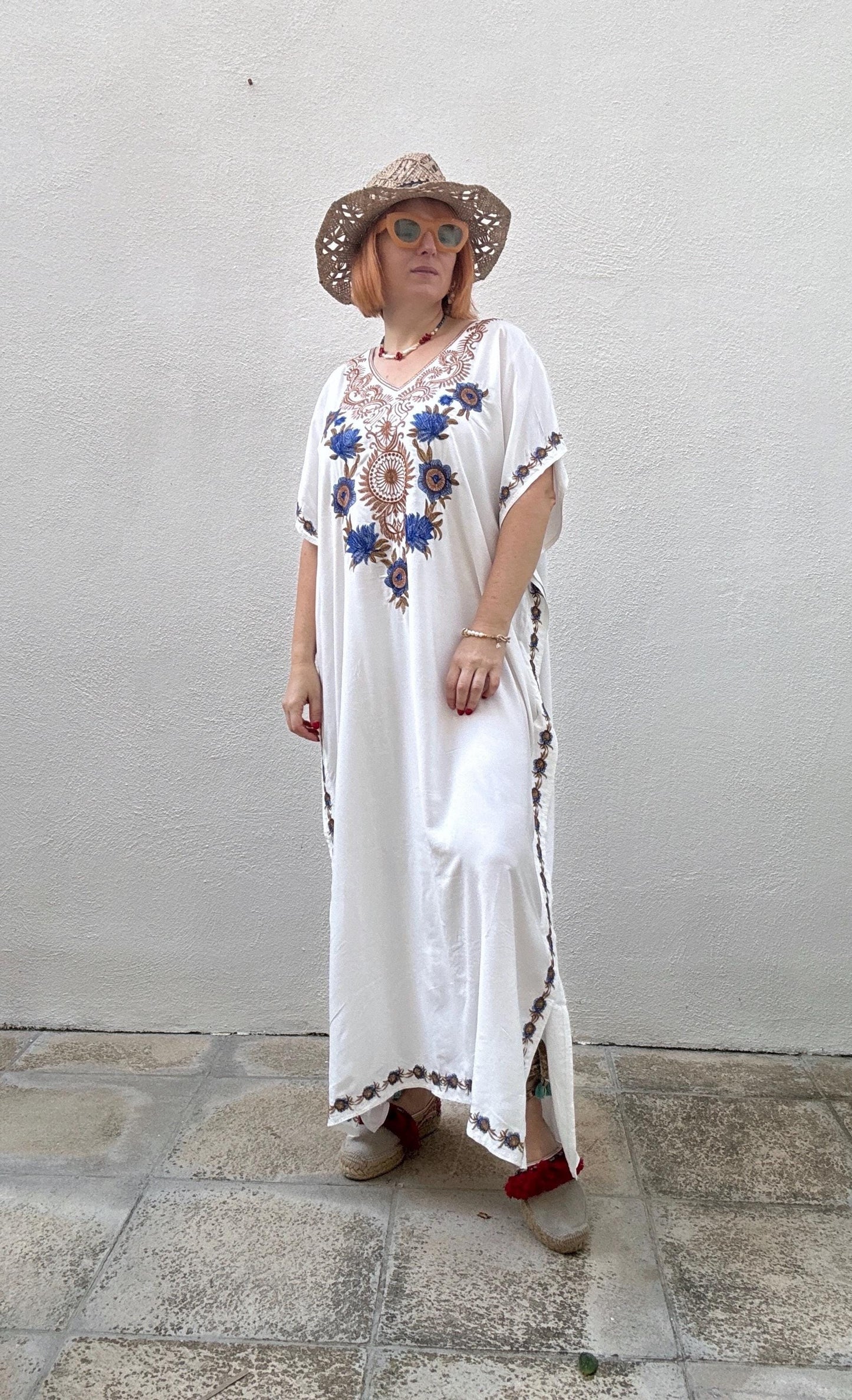 Elegant Oversize Summer Robe with Embroidery Maxi Gown Home Wear