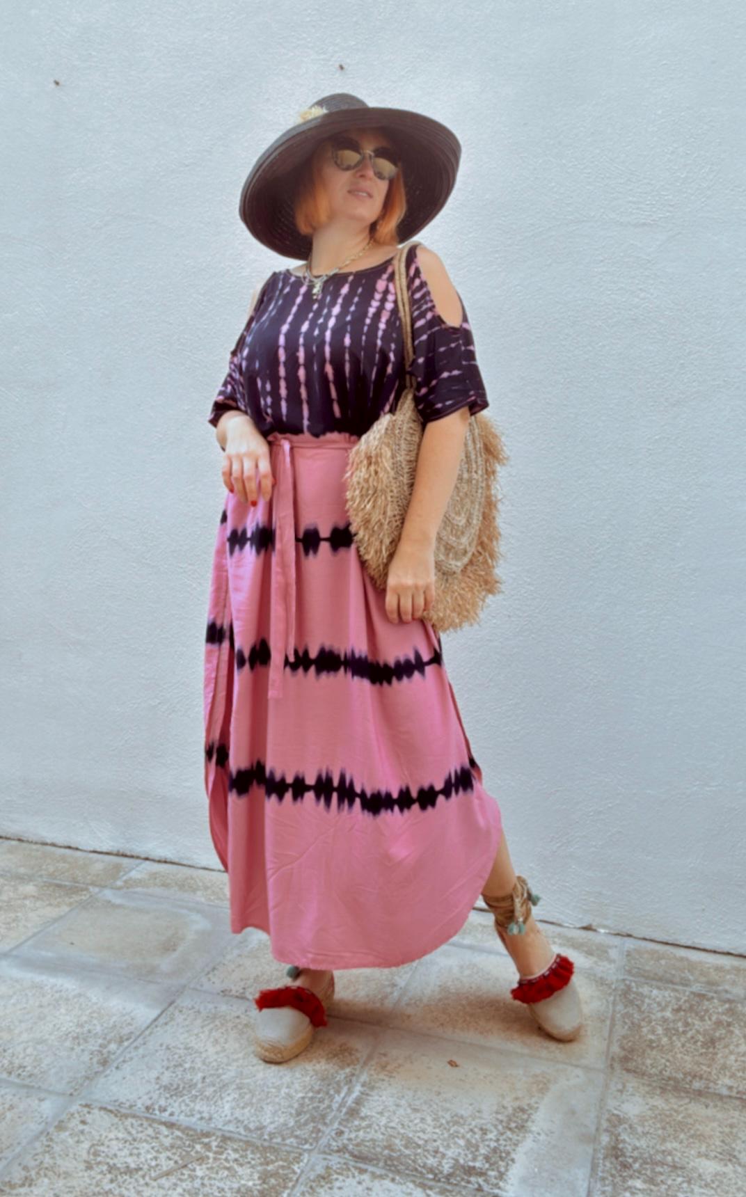 Lounge Wear Summer Dress with Tie-Dye Print Dressing Gown Resort Holiday Wear