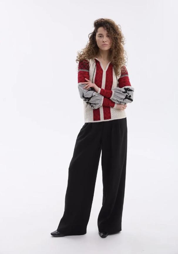 XS-4XL Chic Knitted Ukrainian Blouse With Lastivky Brirds Pattern
