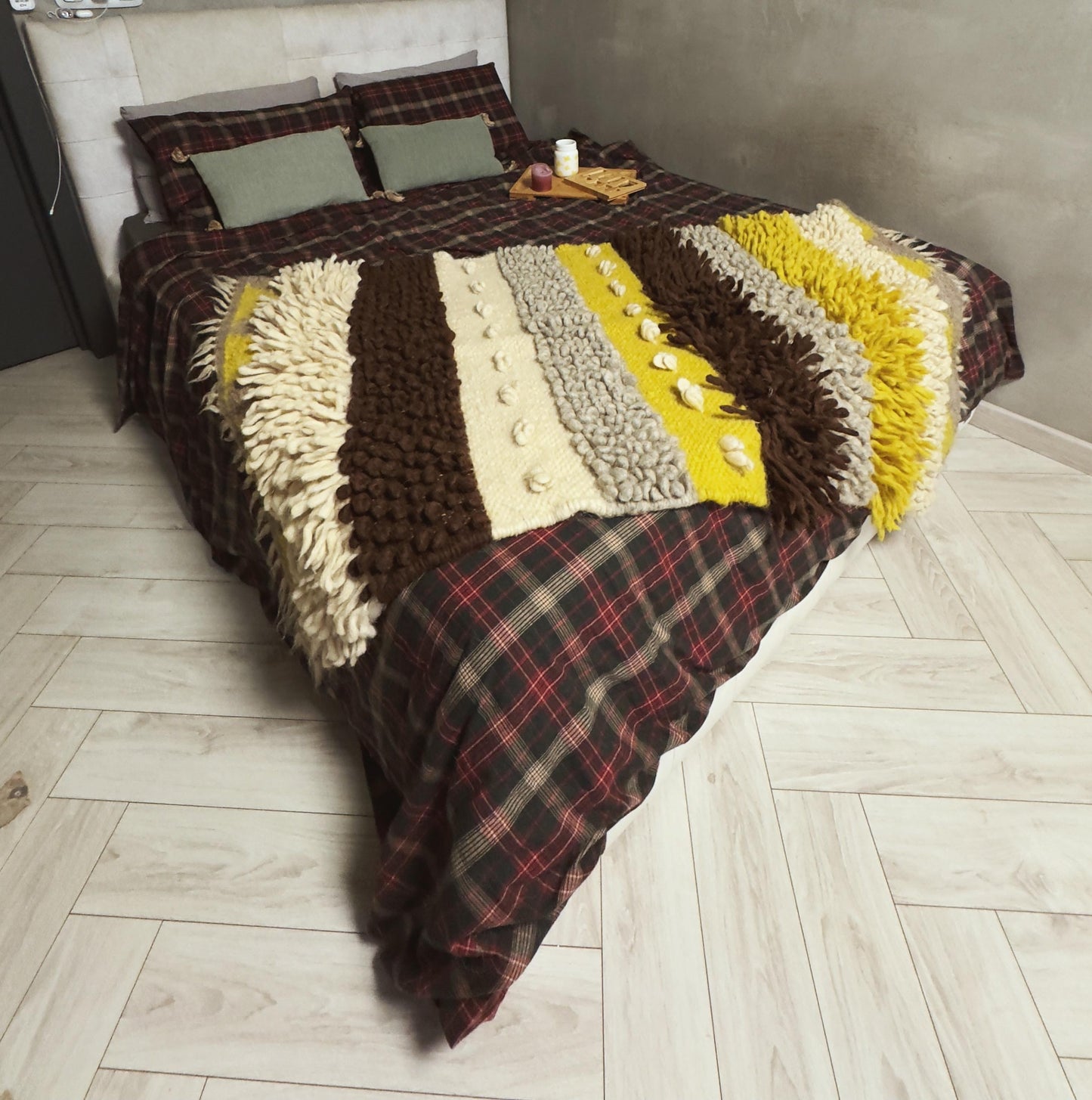 Handwoven Wool Bed Cover Blanket – Scandi-Inspired Elegance and Cozy Comfort