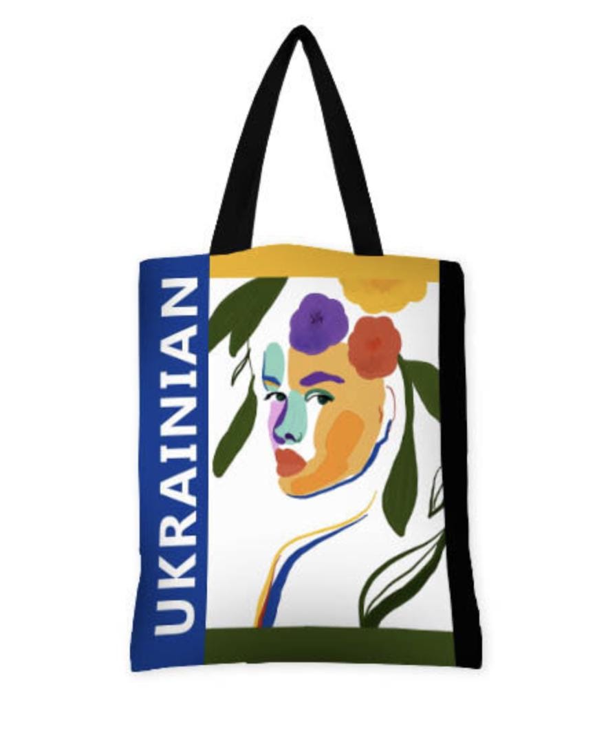 Ukrainian Canvas Tote Bag, Cotton Shopper Eco Bag with Zipper