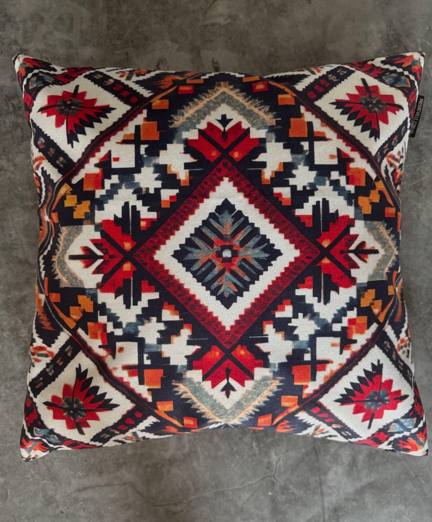 Velvet Decorative Pillow Case with Ethnic Ukrainian Print 5 Designs