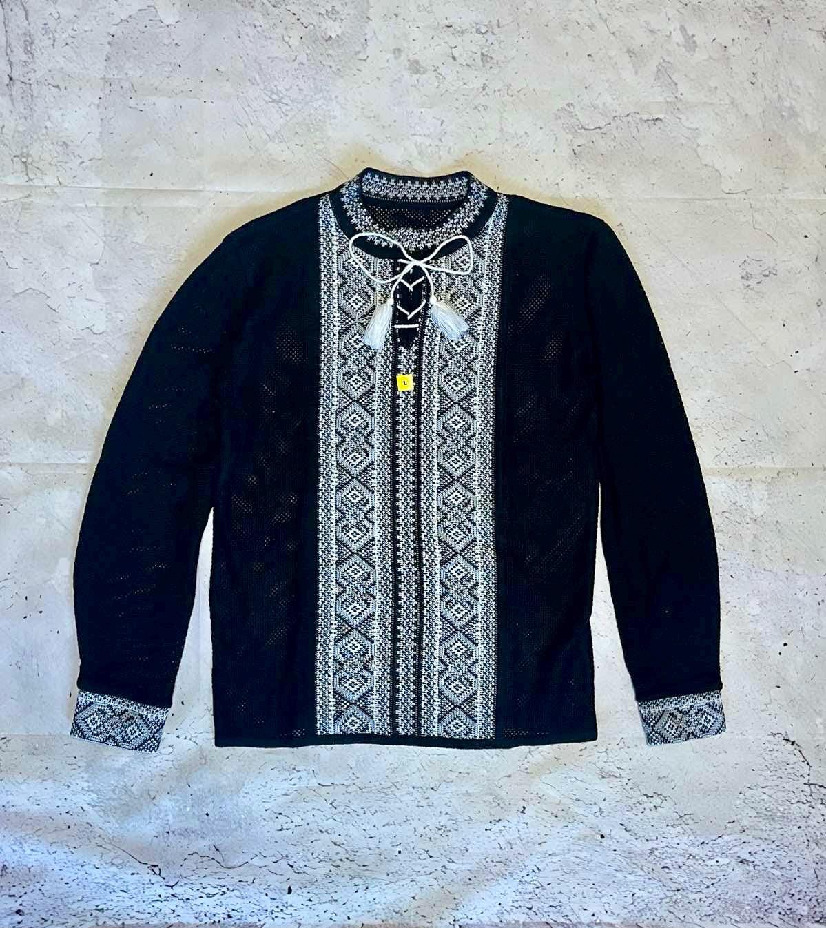S-4XL Modern Knit Black Boho Shirt – Sophisticated Style and Comfort