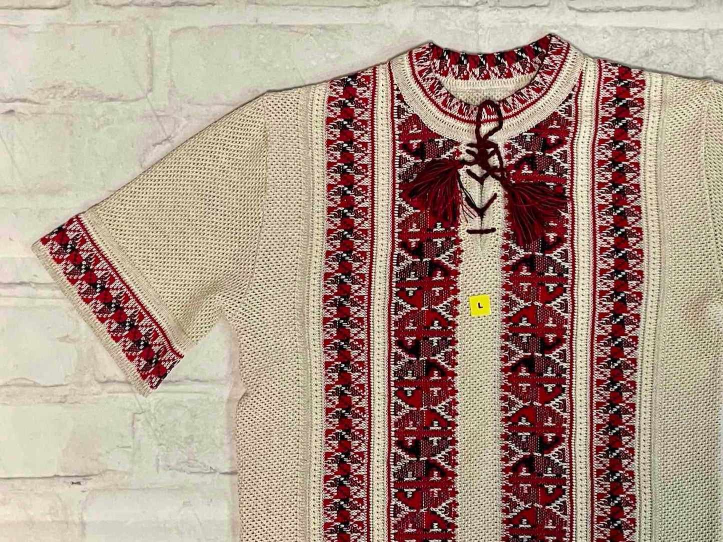 Summer Crochet Knit Short Sleeve Linen Vyshyvanka for Men