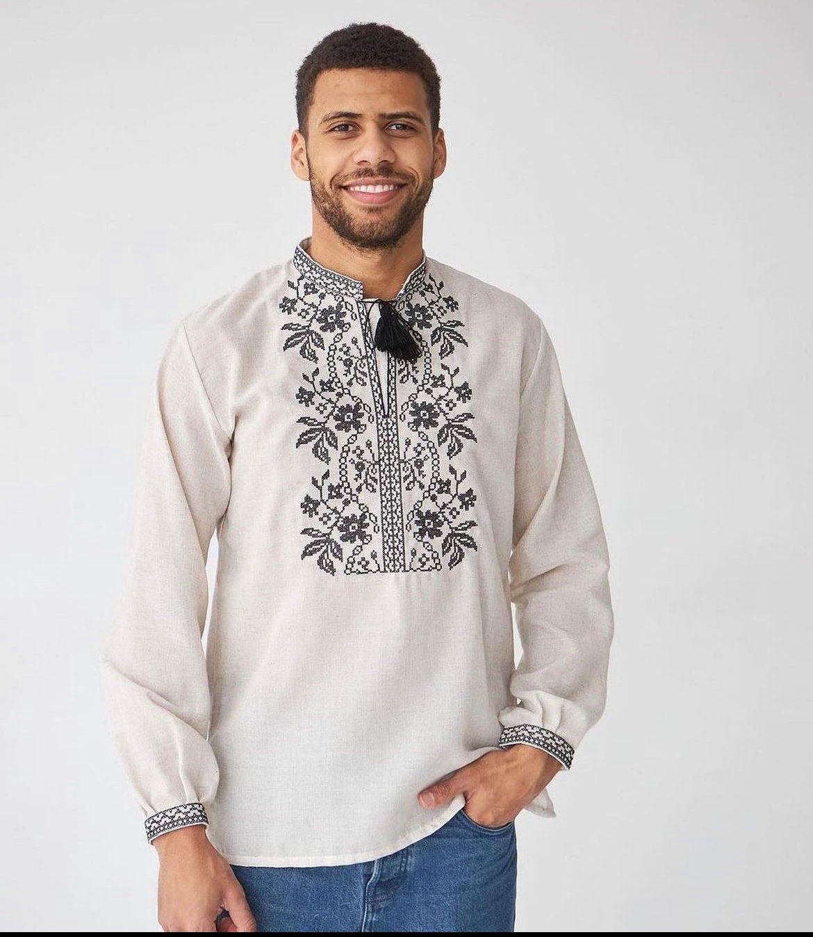 XXS-7XL Embriodered Linen Sorochka Traditional Ukrainian Shirt for Men