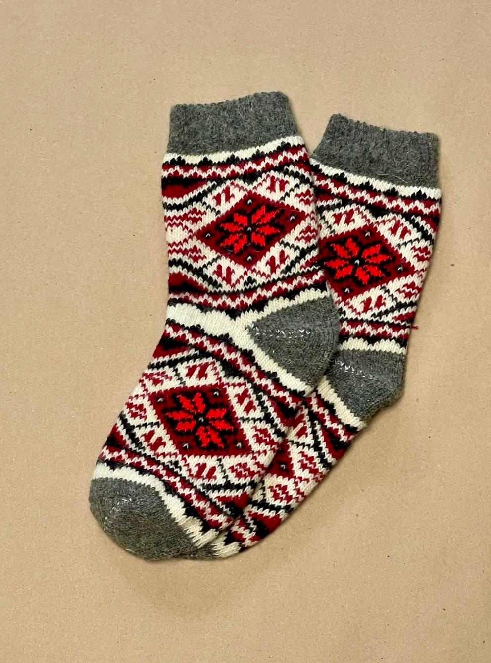 Artisan Wool Winter Socks with Scandinavian Patterns Ukrainian Souvenir - 6 Designs