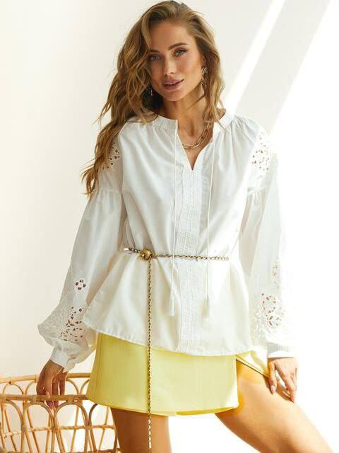 Elegant White Bohemian Style Embroidered Vyshyvanka Blouse