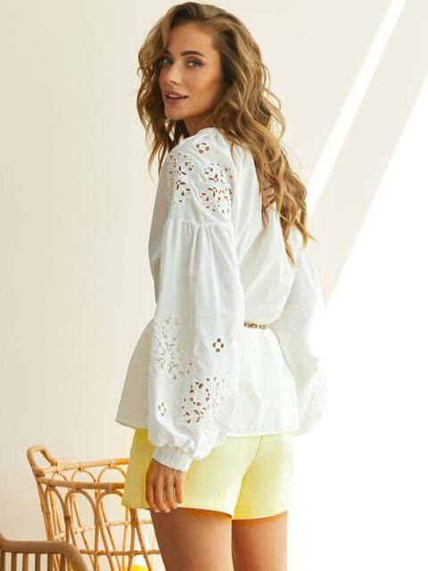Elegant White Bohemian Style Embroidered Vyshyvanka Blouse