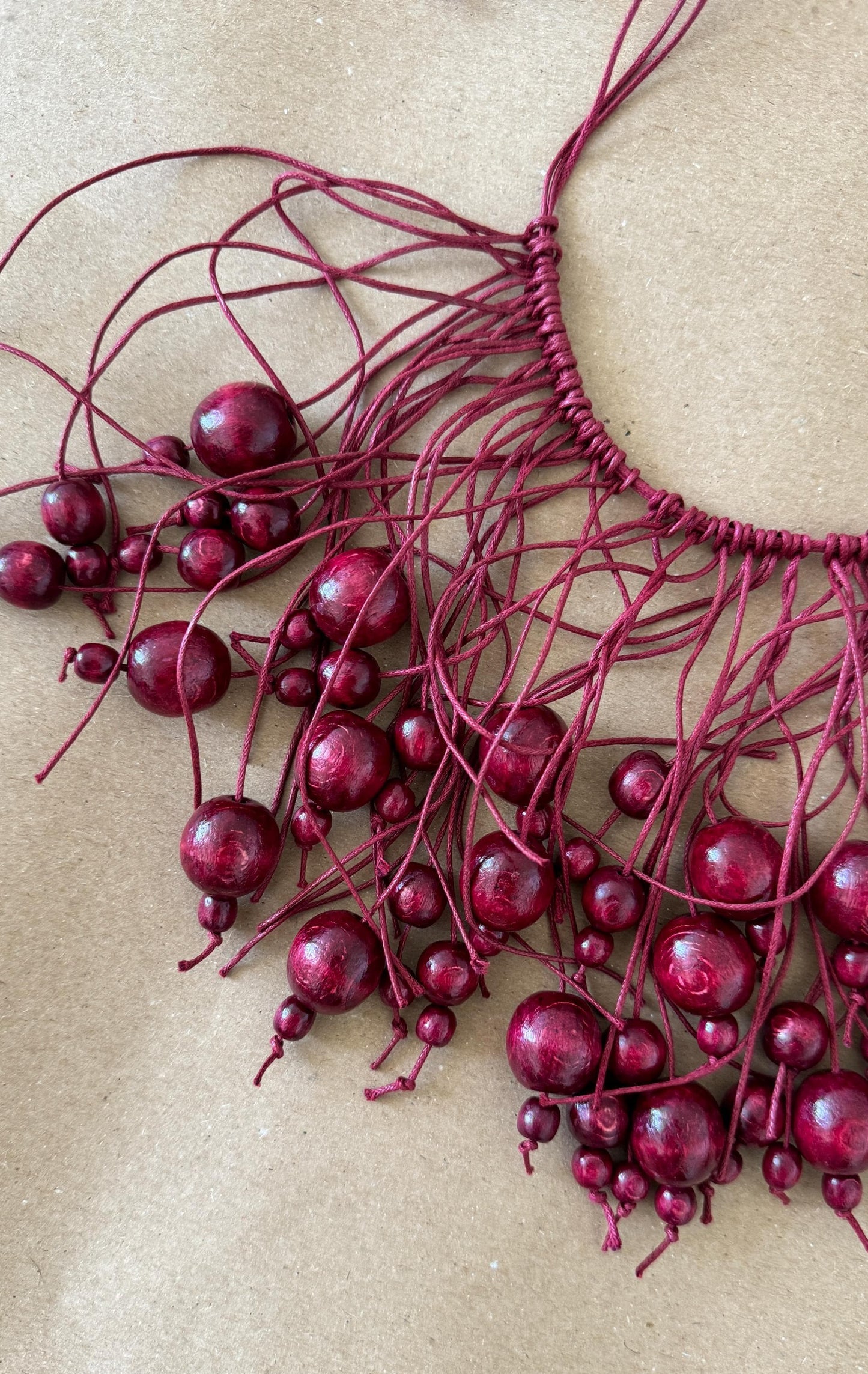 Exclusive Modern Red Ukrainian Namysto Dark Red Beads with Intricate Artisan Design