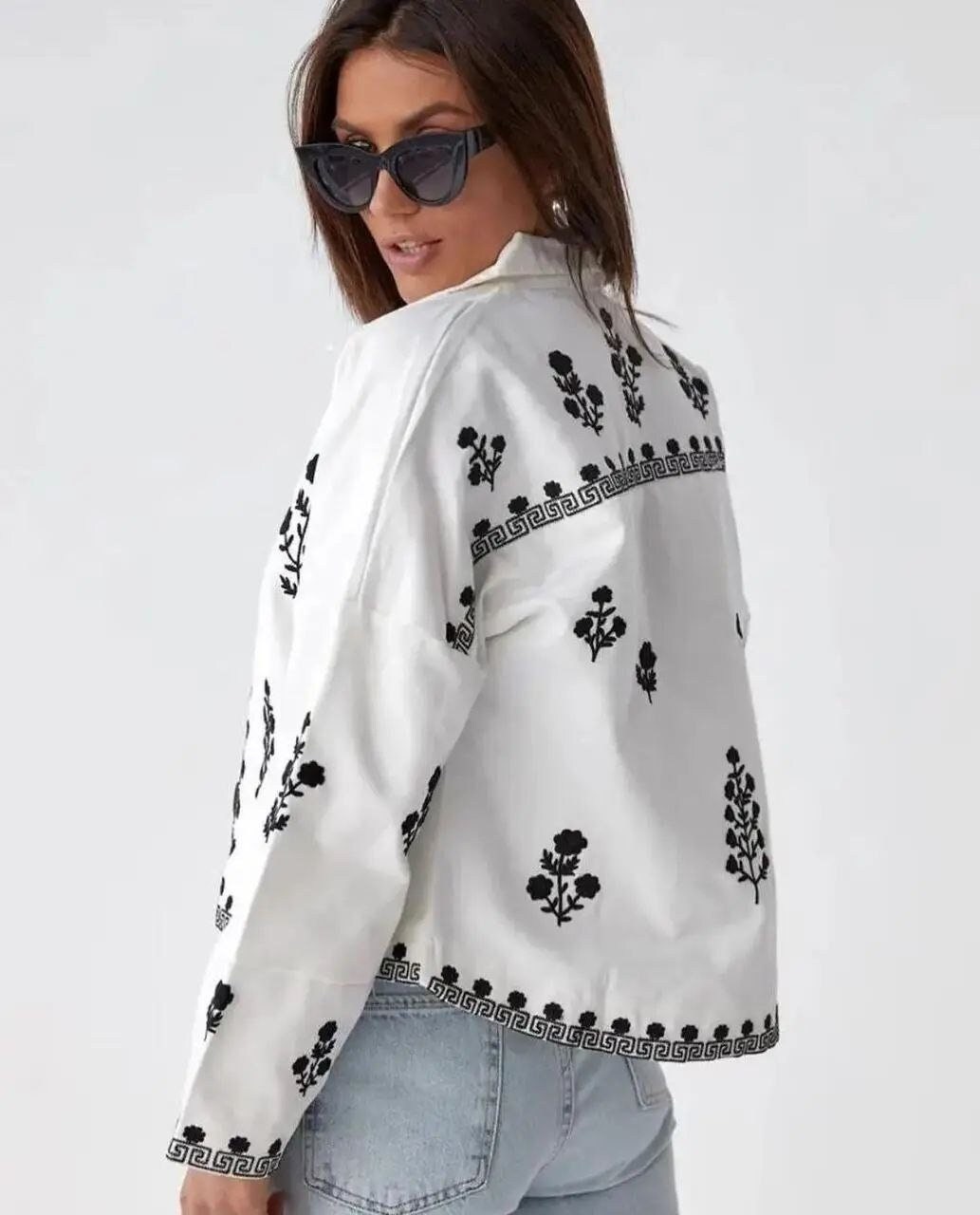 Embroidered Cropped Boho Blazer Summer Jacket for Women