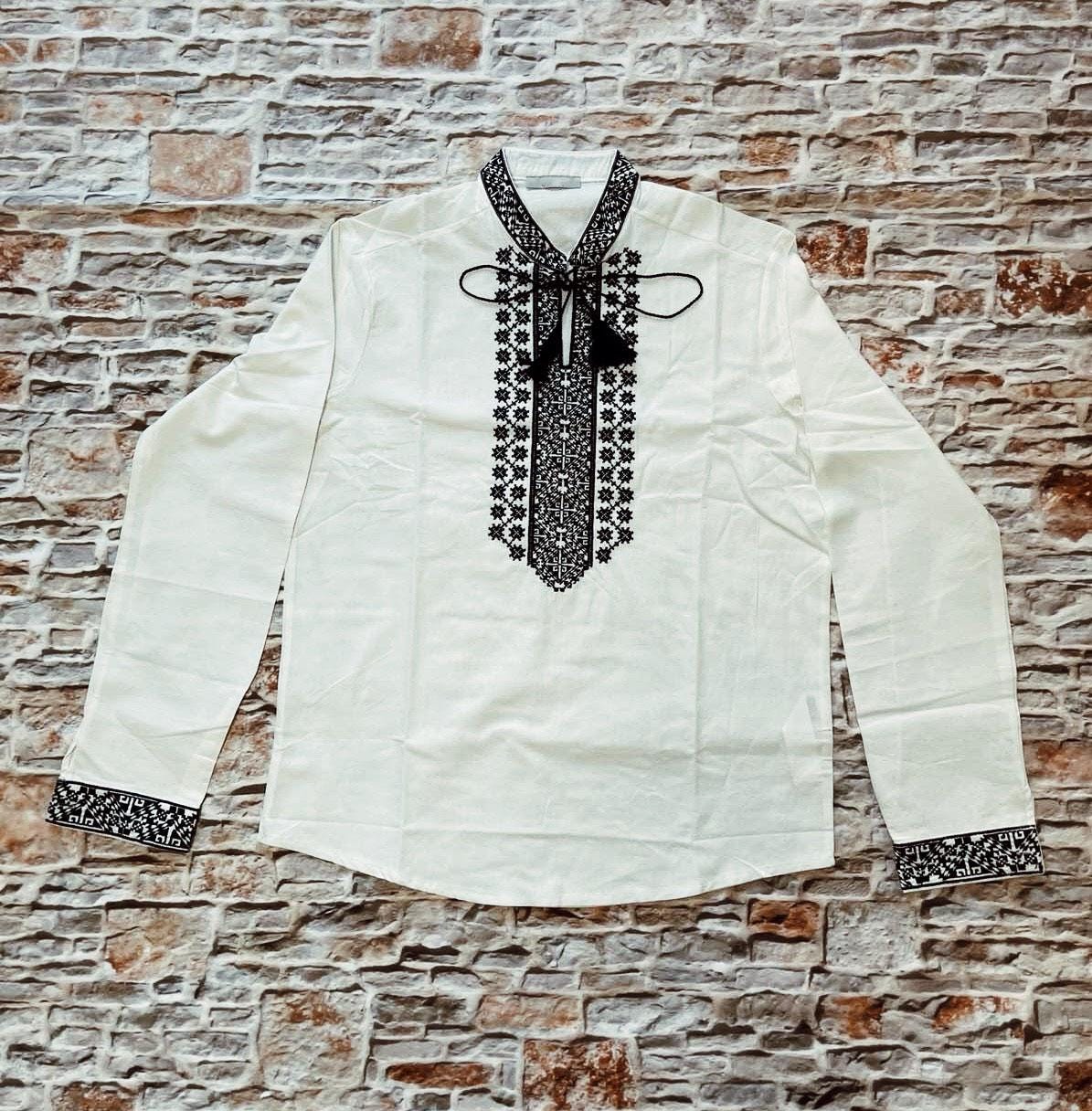 S-3XL Traditional Ukrainian Long Sleeve Sorochka Shirt for Men