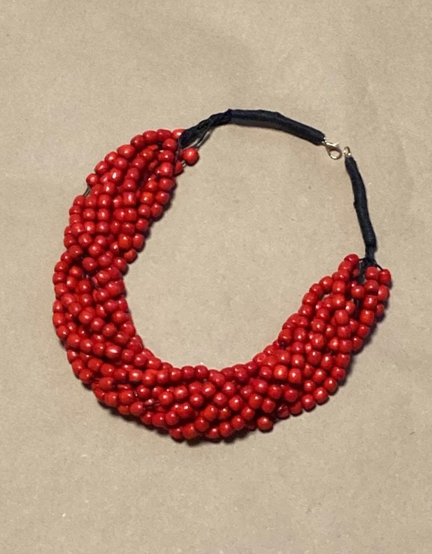 Handmade Ukrainian Namysto β Red Wooden Beaded Necklace with Traditional Elegance