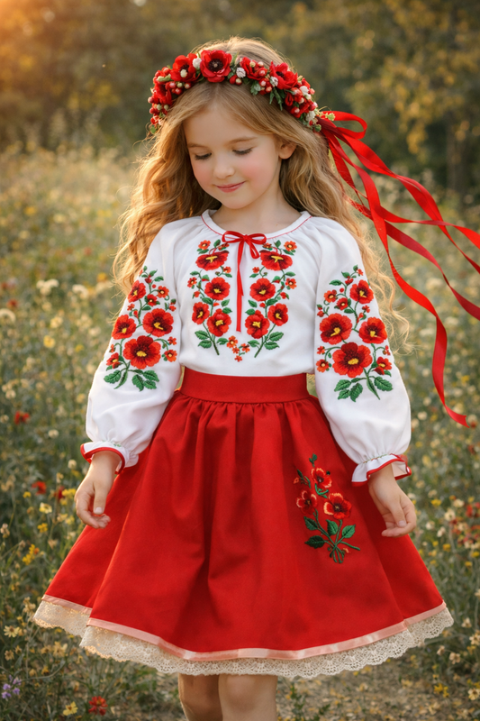 National Traditional Ukrainian Folk Costume for Girls