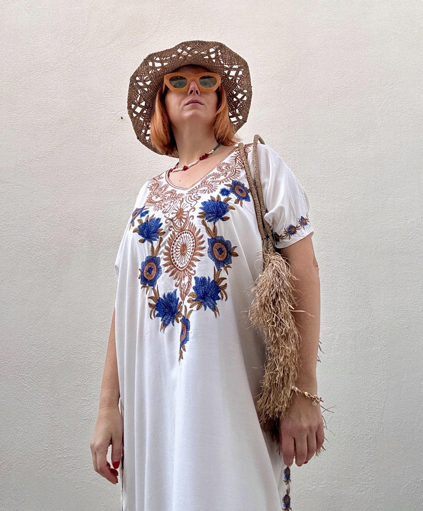 Elegant Oversize Summer Robe with Embroidery Maxi Gown Home Wear