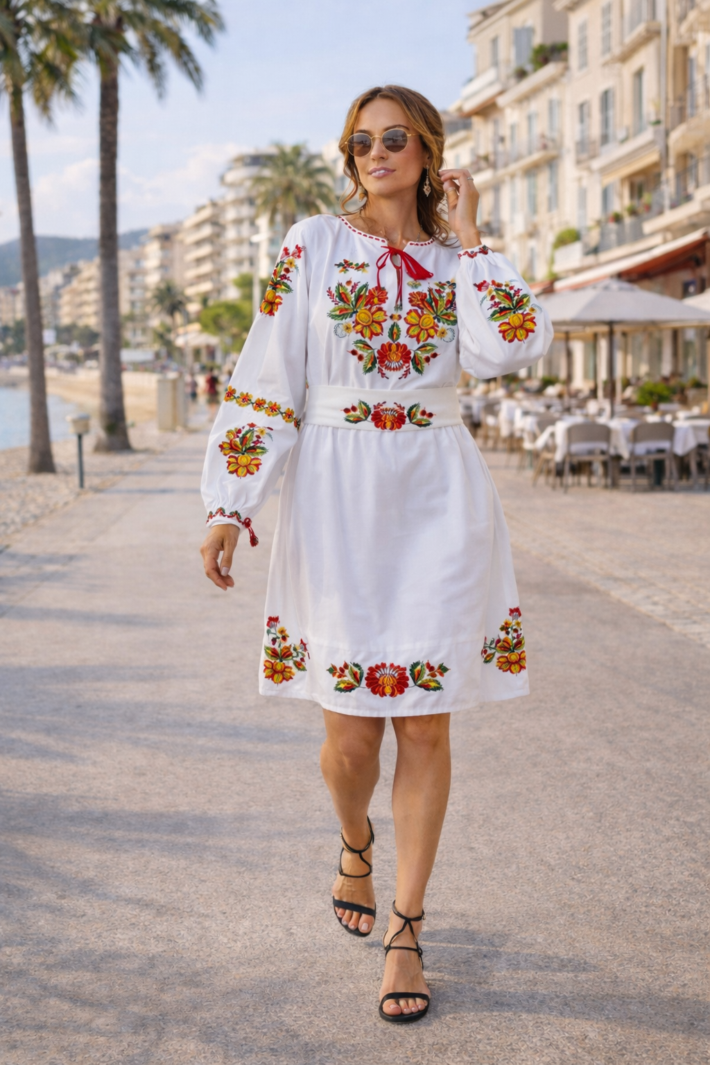 XS-6XL Traditional Folk Slavic Dress with Floral Embroidery