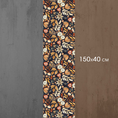 Autumn Floral Table Runner with Warm Botanical Motif