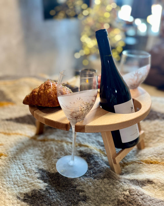 Wine Lover Gift Wooden Folding Wine Picnic Table Wine Caddy