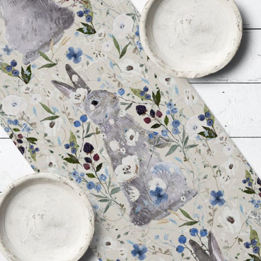 Joyful Easter Table Runner with Bunny Girl Motifs