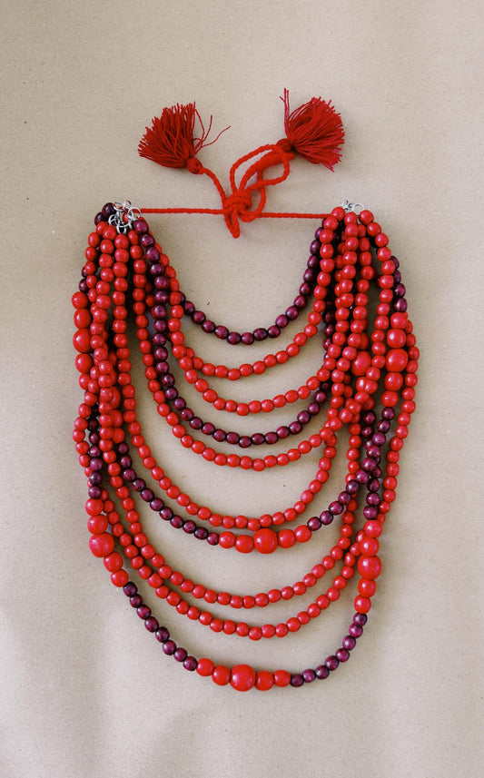 Red Ukrainian Necklace Vyshyvanka Accessory Folk Boho Style Necklace