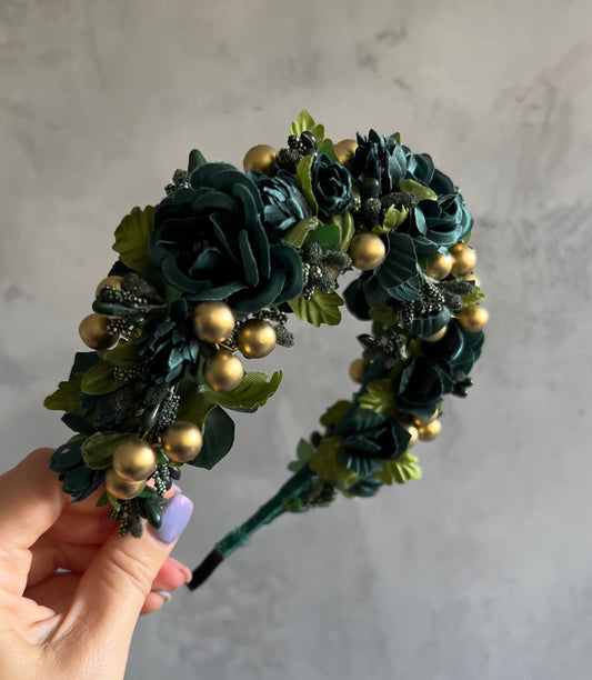 Gold add Green Handmade Boho Headband for Women