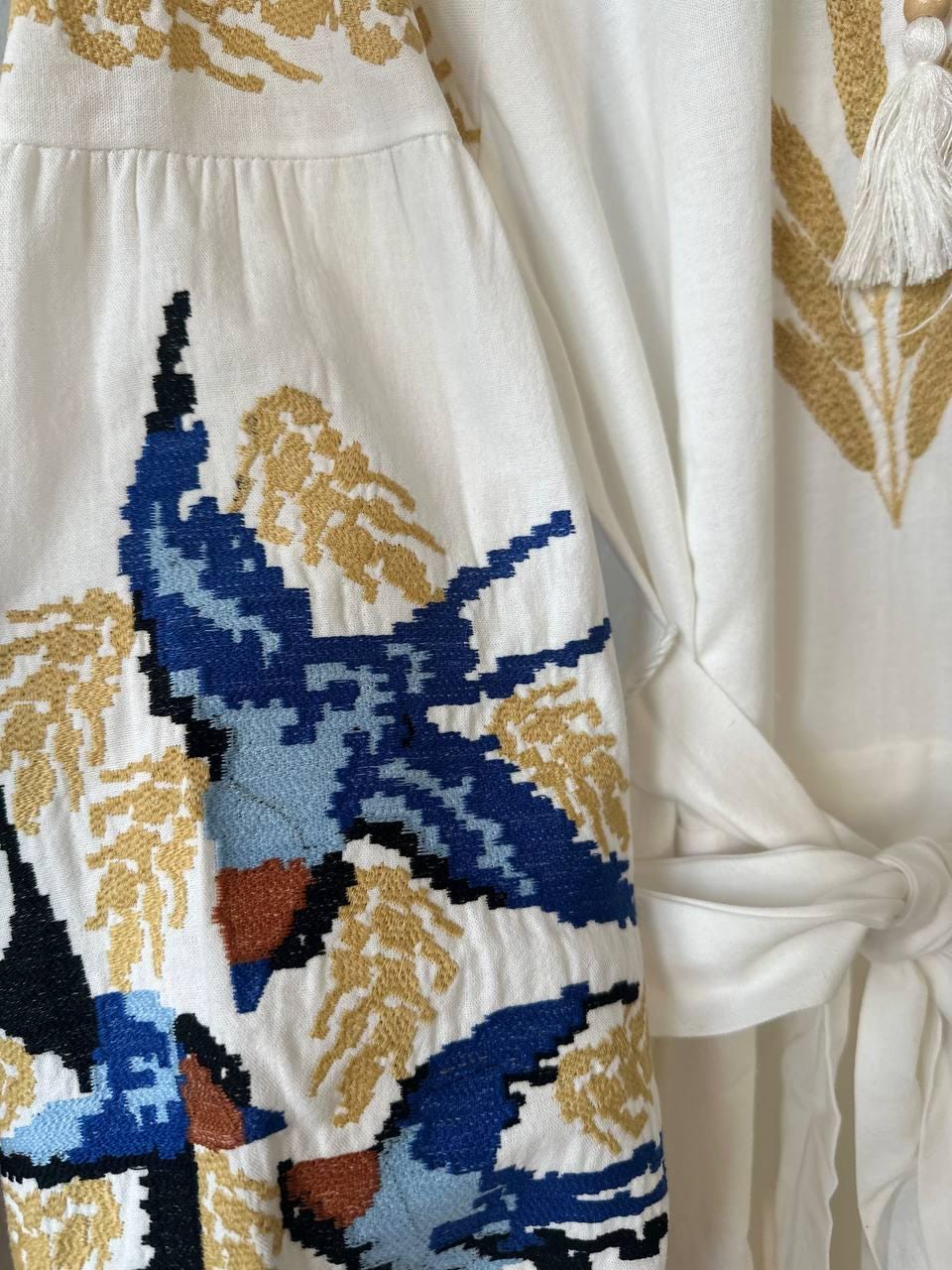 Eye-catching Chic Long Ukrainian Vyshyvanka Dress With Lastivky Brirds Pattern