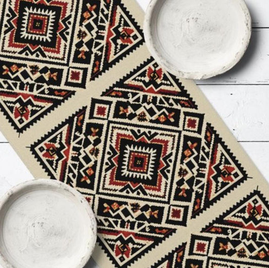 Joyful Kitchen Table Runner with Ukrainian Motif
