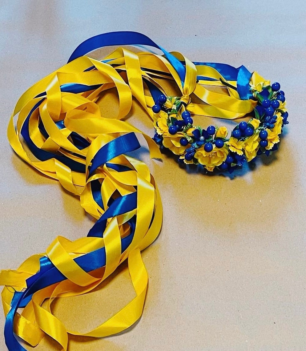 Luxury Traditional Ukrainian Headband Vinok with Ribbons
