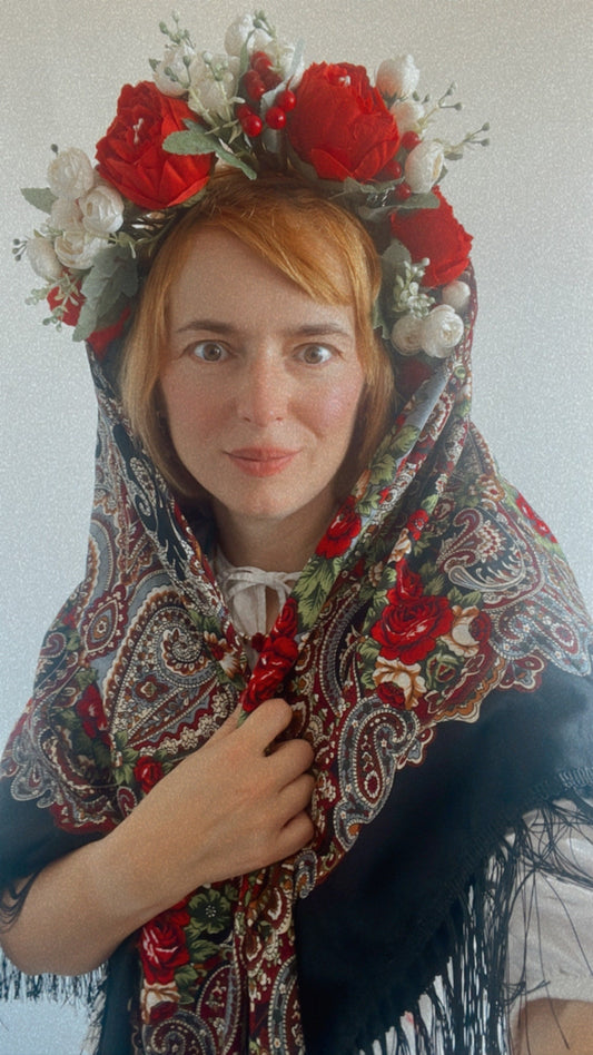 Luxury Flower Bohemian Wedding Floral Crown In Red and White