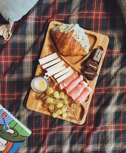 Rectangular Charcuterie Dish & Tapas Tray – Solid Oak Wood Wooden Snack Serving Tray