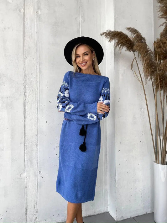 Oversize Long Sweater Pencil Dress, High Quality Long Sleeves Dress