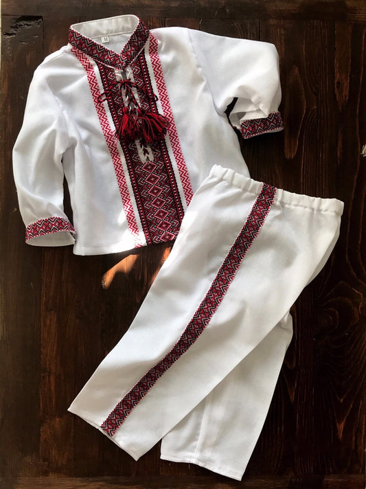 Adorable Red Ukrainian Baby Boy Baptism Set Baby Boy Vyshyvanka Outfit