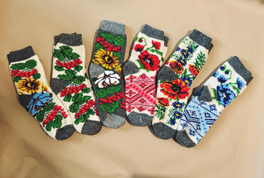 Cozy Handmade Ukrainian Wool Socks – Warm, Durable, and Culturally Inspired - 6 Designs