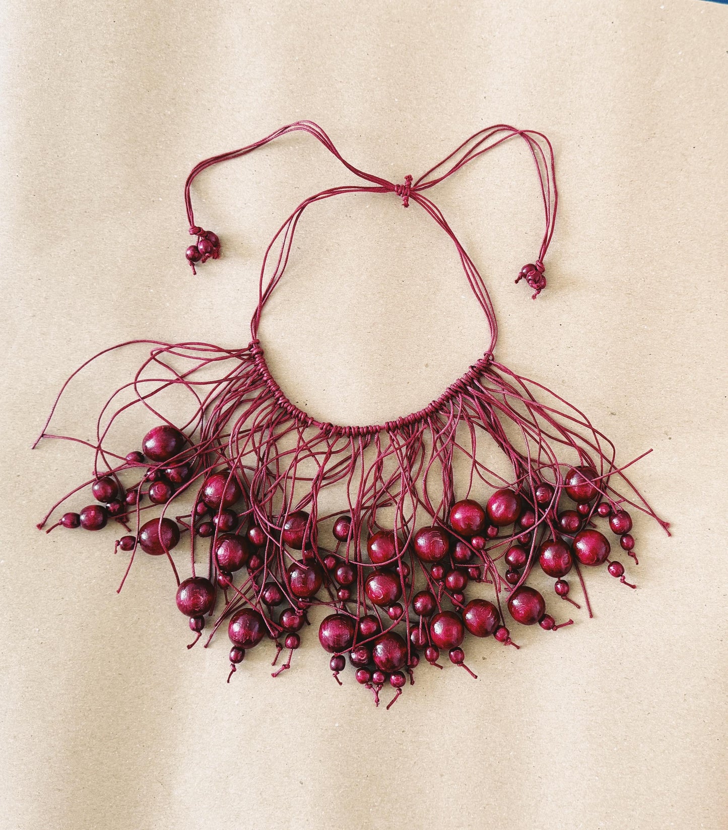 Exclusive Modern Red Ukrainian Namysto Dark Red Beads with Intricate Artisan Design