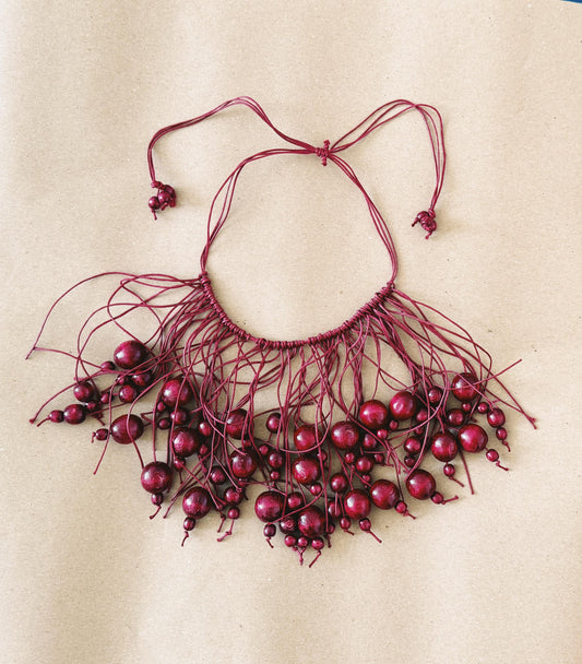 Exclusive Modern Red Ukrainian Namysto Dark Red Beads with Intricate Artisan Design