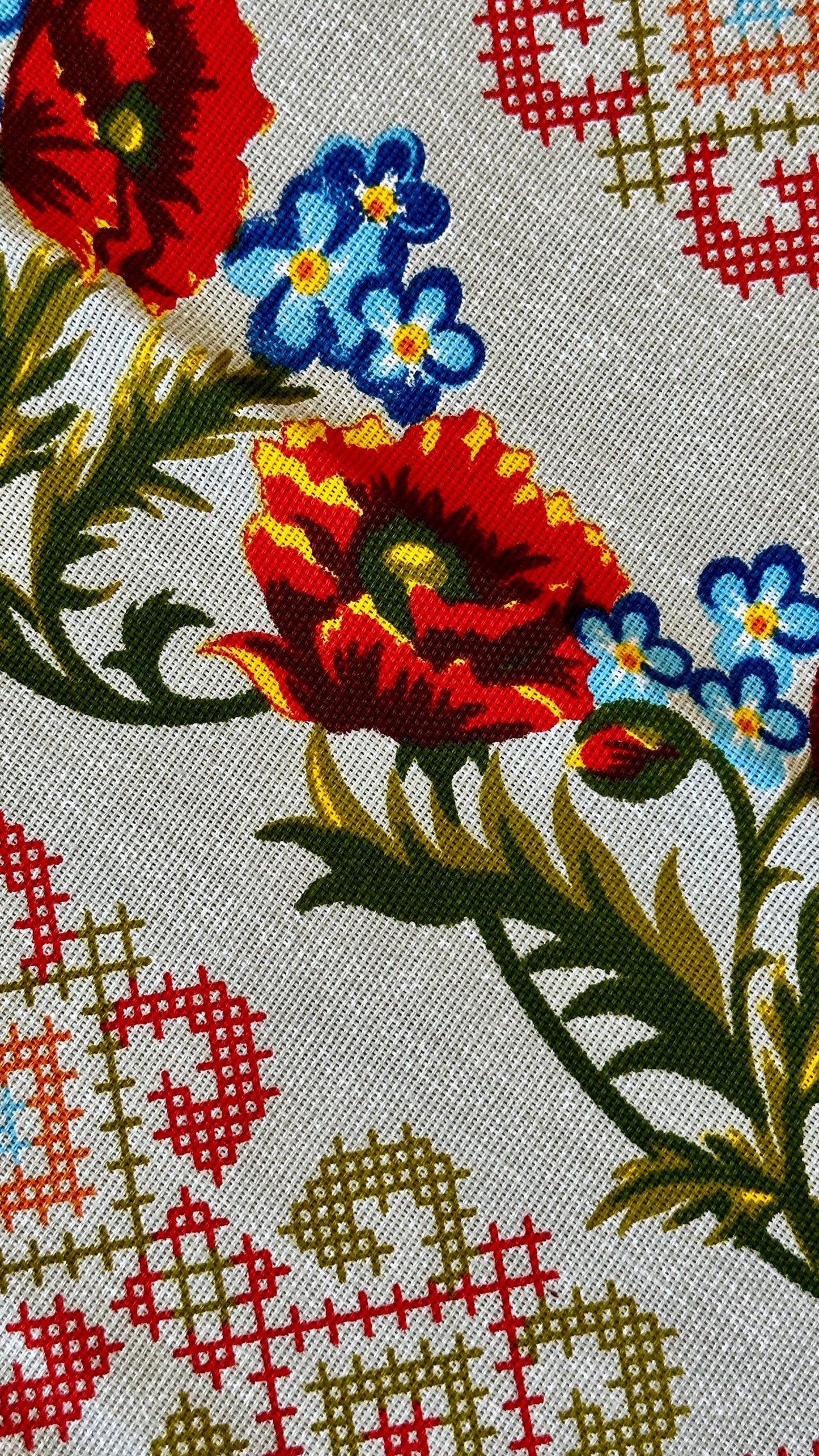 Set of Modern Ukrainian Table Napkins with Folk Floral Motiffs