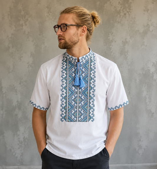 XXS-7XL Short Sleeve Embriodered Ukrainian Vyshyvanka for Men