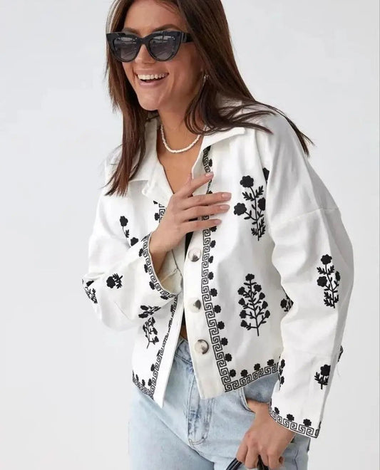 Embroidered Cropped Boho Blazer Summer Jacket for Women